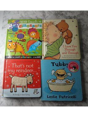 Lot of 4 Baby Board Books Touch & Feel Usborne Tubby I Love You Through and Thro